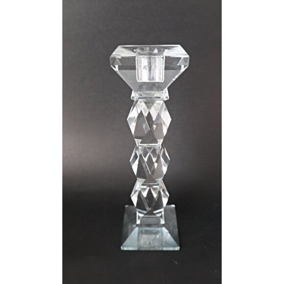 6 Curated Vintage Clear Candlestick Holders Single & Double - Picture 7 of 7